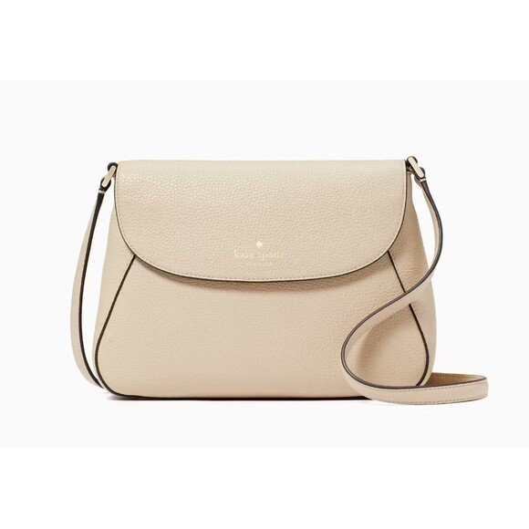 New Kate Spade Monica Flap Crossbody Leather Light Sand - Picture 1 of 5